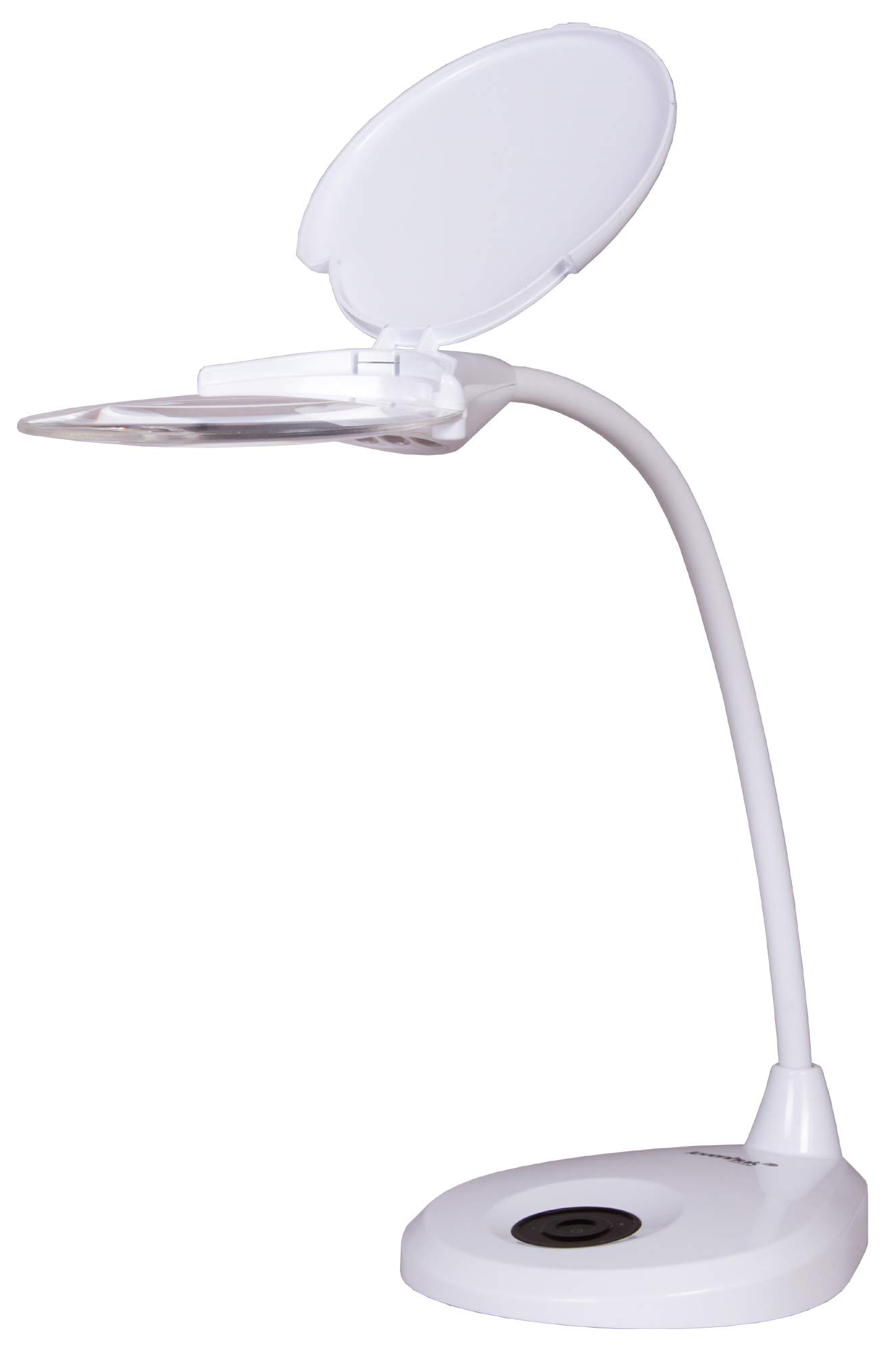 Lupa de Sobremesa Levenhuk Zeno Lamp ZL13 con Iluminación por LED, Ampliación de 2X, Cubierta Protectora y Brazo Flexible para Trabajar de Cerca, Color Blanco