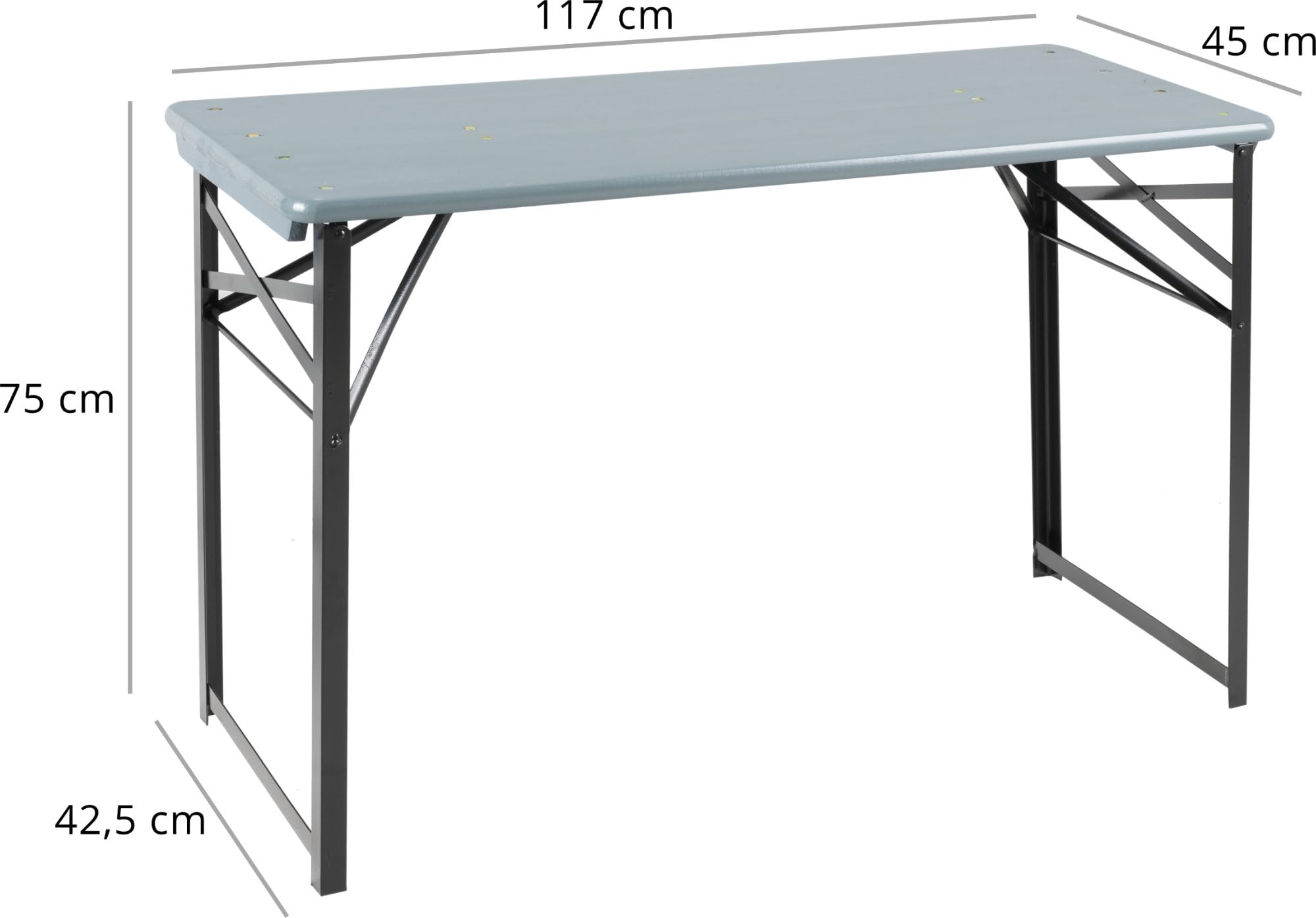 Stagecaptain BBT-119 GY Hirschgarten Bierzelttisch 119 cm 2X Set - 2 robuste, Kurze Biertische (119 cm lang) - Lackierte Oberfläche - Zusammenklappbar - Einfach zu verstauen und transportieren - Grau