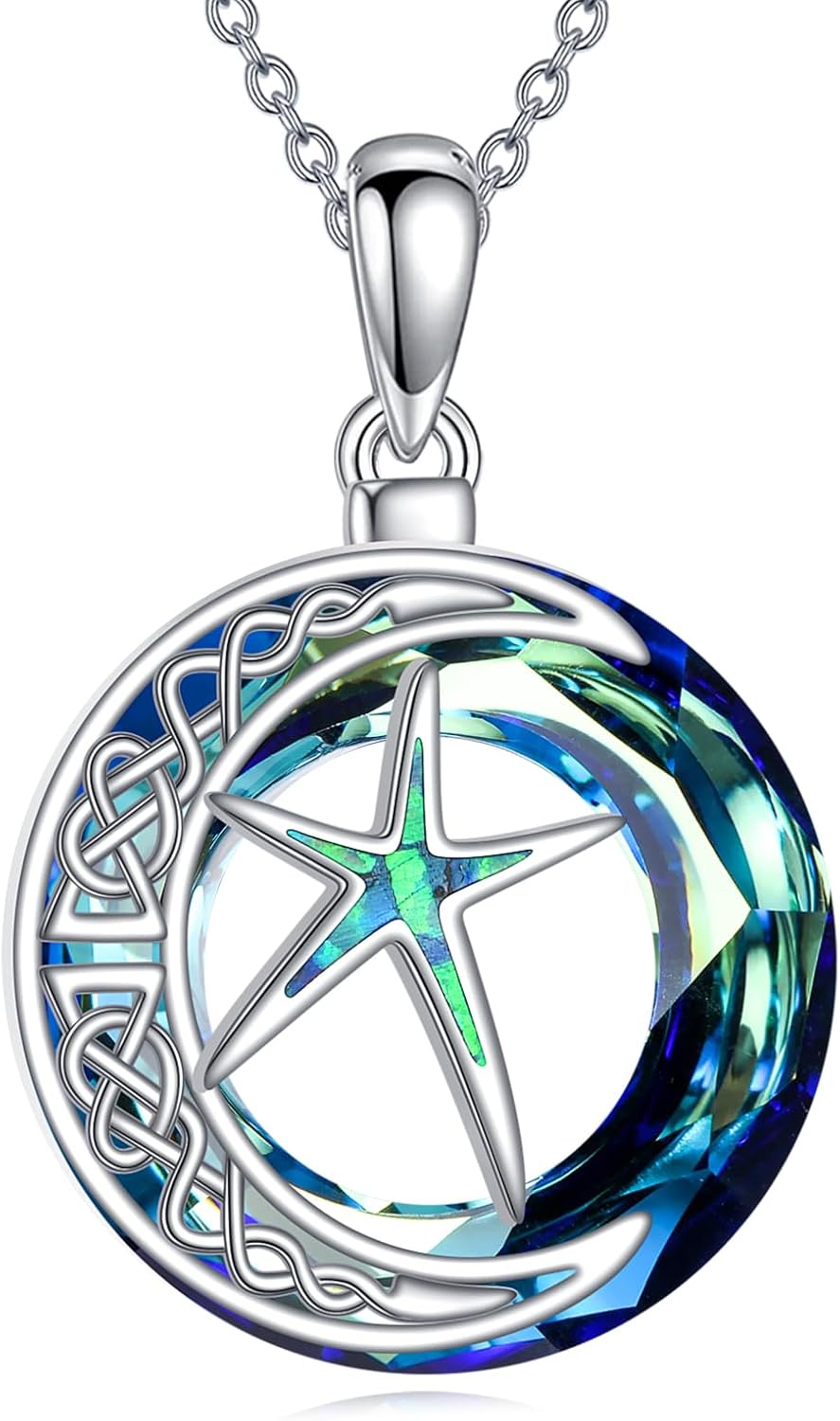 MONGAS Starfish/Phoenix/Butterfly Necklace Sterling Silver Created Crystal Pendant Necklace Jewelry Christmas Gifts for Women