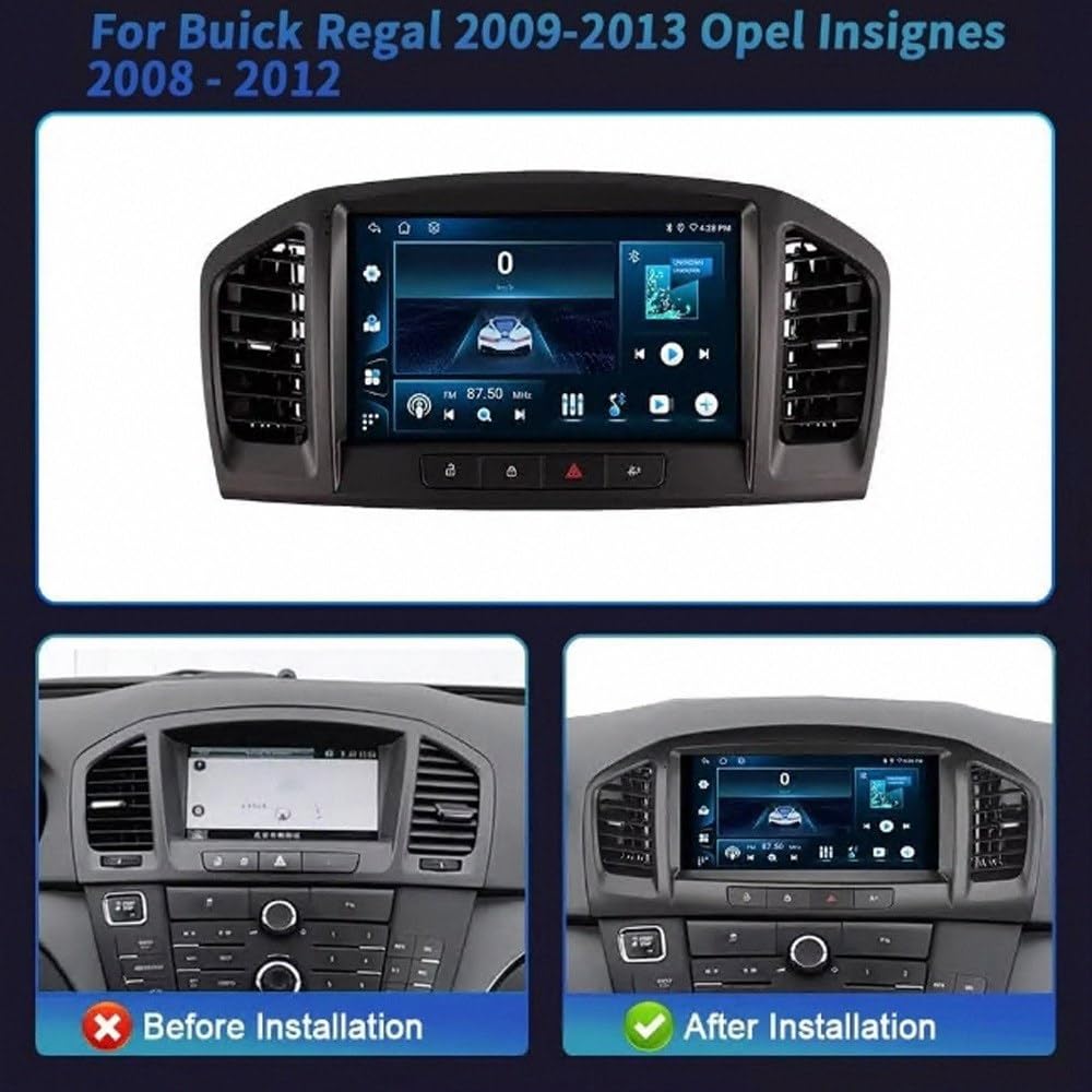 Radio Macchina Touch Screen per Opel Insignes 2008-2012 Wireless Carplay Android Auto Stereo Auto Bluetooth Ips con Pantalla Táctil con Gps, 8 Nucleo 4G+64G