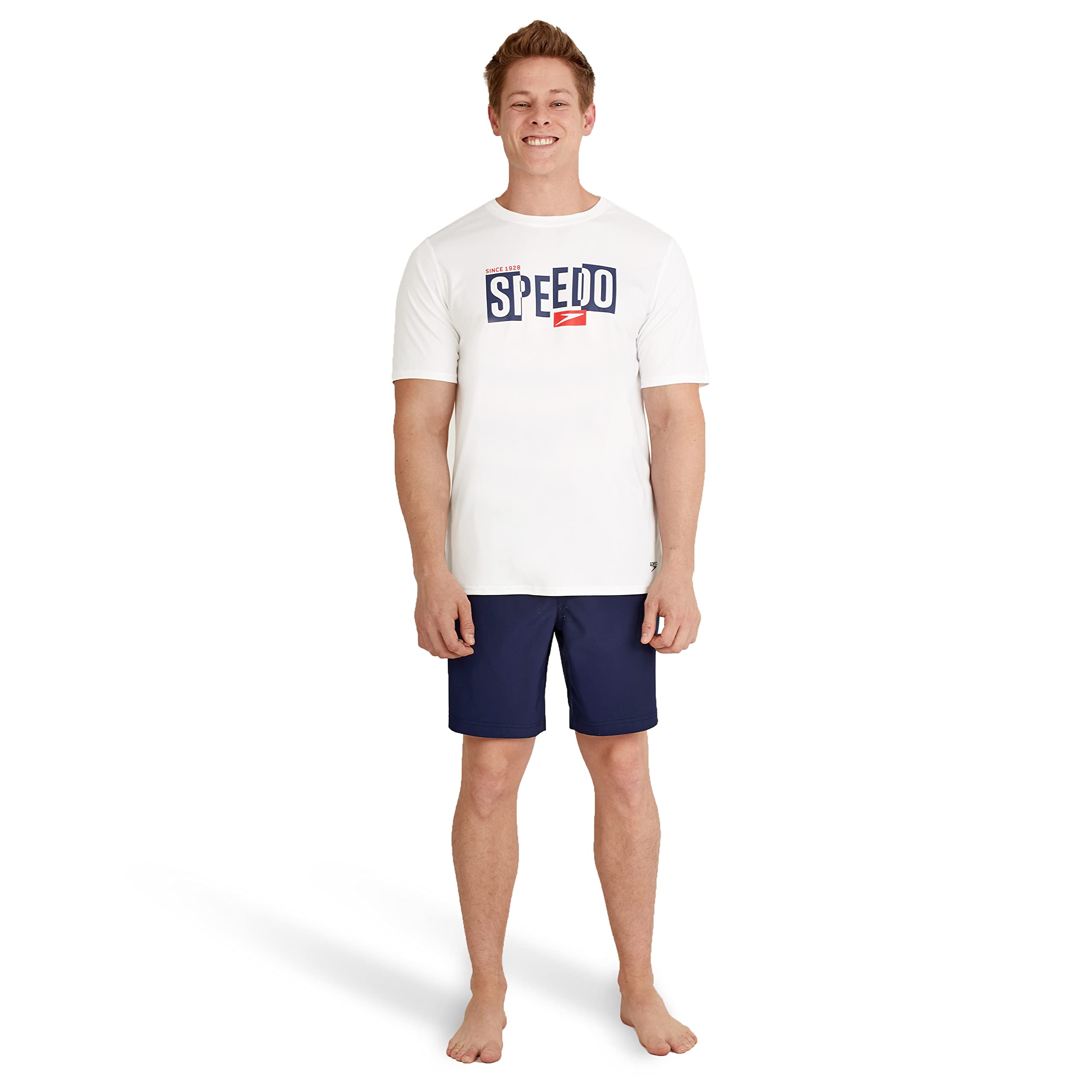 Speedo Camiseta de Natación UV de Manga Corta con Gráfico Camisa de protección de Sarpullido Hombre (Pack de 1)