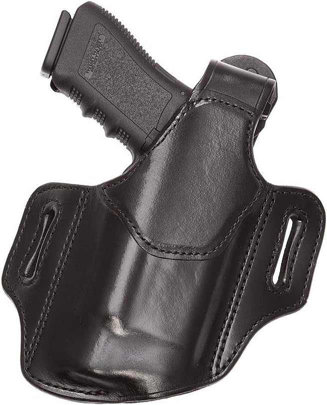 Aker Leather Products Nightguard XL Belt Slide Holster Aker Leather 147 Nightguard XL, Plain, Right Hand, S&W M&P 9, 40 with M3, TLR-1, TLR-2 Tactical Weapon Light, Black