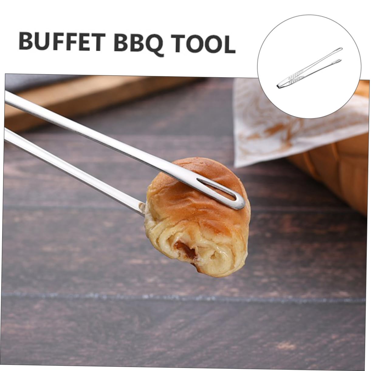 VINTORKY 2pcs Stainless Steel Barbecue Tongs Food Clamp Comfortable Grip Heat Resistant Kitchen Tool for Steak Bread Hot Pot and More Silver