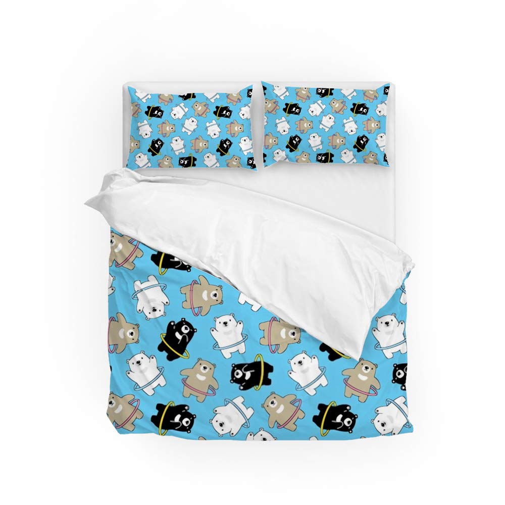 Housse de couette sport ours polaire en polyester infroissable pour chambre ado