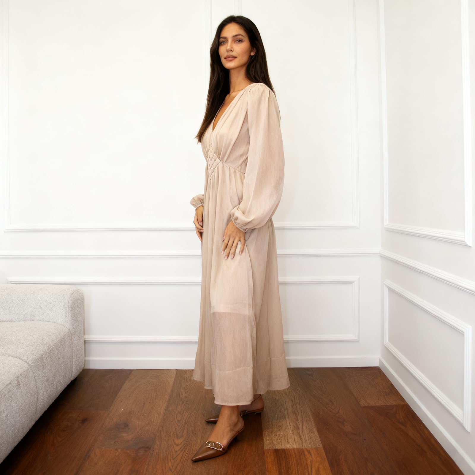Vestidos de noche elegantes para bodas con mangas de farolillo, vestido de mujer, línea A, vestido de invitado de boda, vestido de dama de honor, vestido de noche, vestido largo, vestido de fiesta
