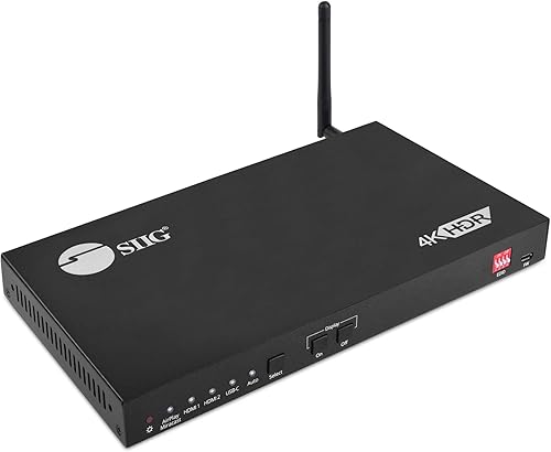 SIIG Presentación de oficina de entrada múltiple 4K 4x1 y conmutador KVM, 4 entradas 1 inalámbrico (MiracastAirPlay), 2 HDMI, 1 modo USB-C DP Alt y