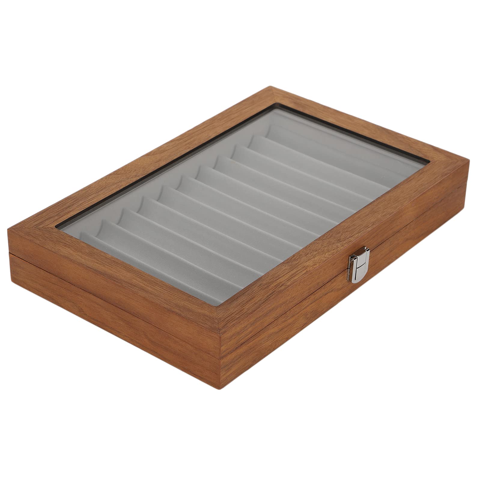 Ausla Vetrina per Penne Stilografiche in Legno di Noce, Scatola Portaoggetti per 12 Penne, Design Elegante, Finestra Trasparente, luminosità di Lunga Durata per la Casa, Mostre