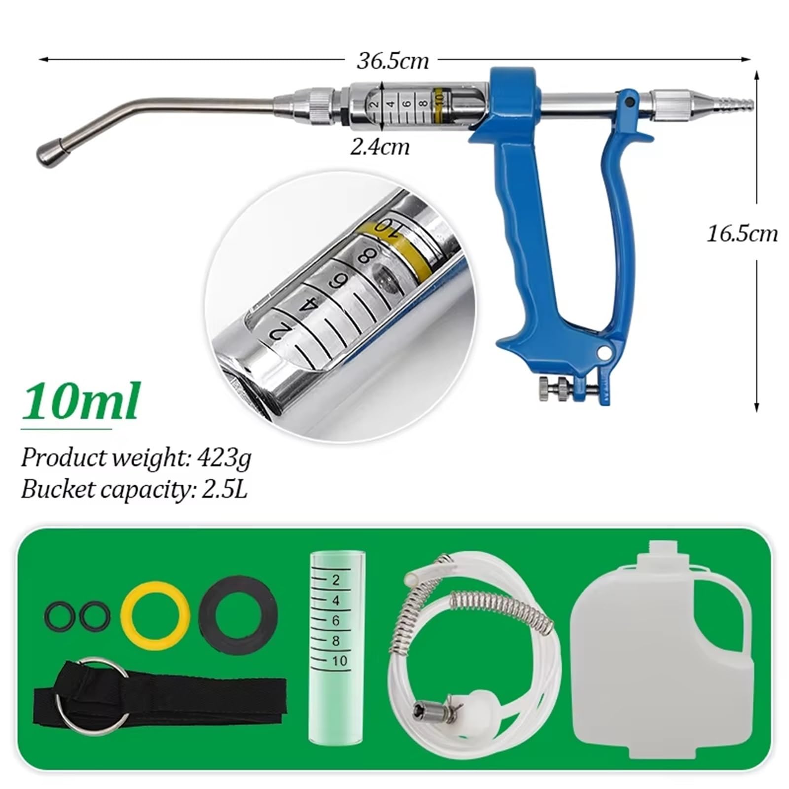 Veterinärkontinuierliches Dosiergerät 5/10/20/30/50 Ml Tier Veterinär Kontinuierliche Dosierung Gerät Automatische Impfstoff Medikament Mit Flasche Rinder Ziege Schwein(10ml)