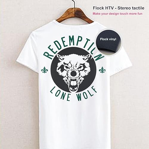 Miniatura 5 de Viewmoi Rollo de vinilo de transferencia de calor flocado HTV de 10 pulgadas x 4 pies planchar para ropa de bricolaje verde azulado