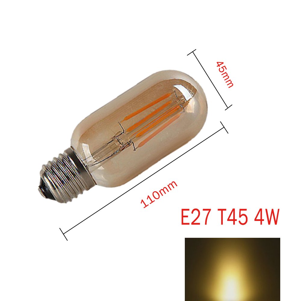15 Stücke LED E27 4W T45 Filament Glühbirne Edison Vintage Glühlampe Lampe Birne Warmes Licht 2300K,Nicht Dimmbar 400LM AC 220-240V