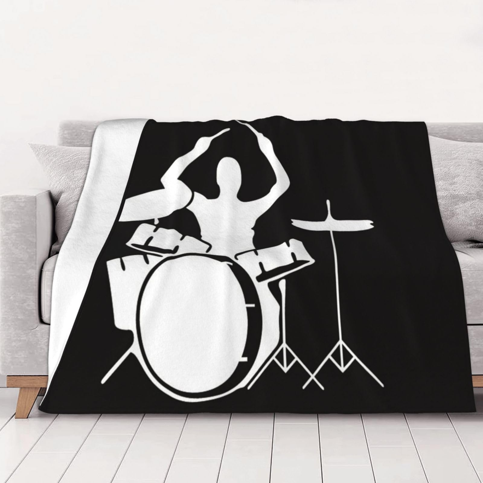 AUBKFELD Drummer Printed Flannel Blanket 150x125 CM, Soft & Warm Throw Blanket for Sofa/Couch/Bed/Car, Gifts for Audlts Women Men