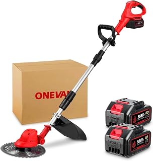 10 Inch Brushless Electric Lawn Mower Cordless Foldable Adjustable Grass Trimmer Garden Cutter for Makita Battery Pin Grass Trimmer Tools for Garden, Yard and Farm(2xBattery-US Plug)