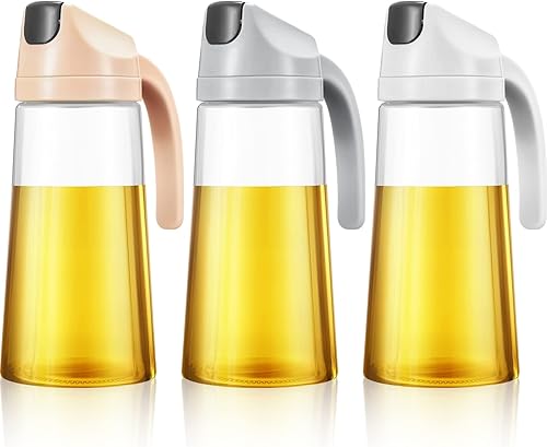 3 botellas dispensadoras de aceite de oliva de 20 onzas, dispensador de vinagre, contenedor de condimentos a prueba de fugas para cocina, boquilla