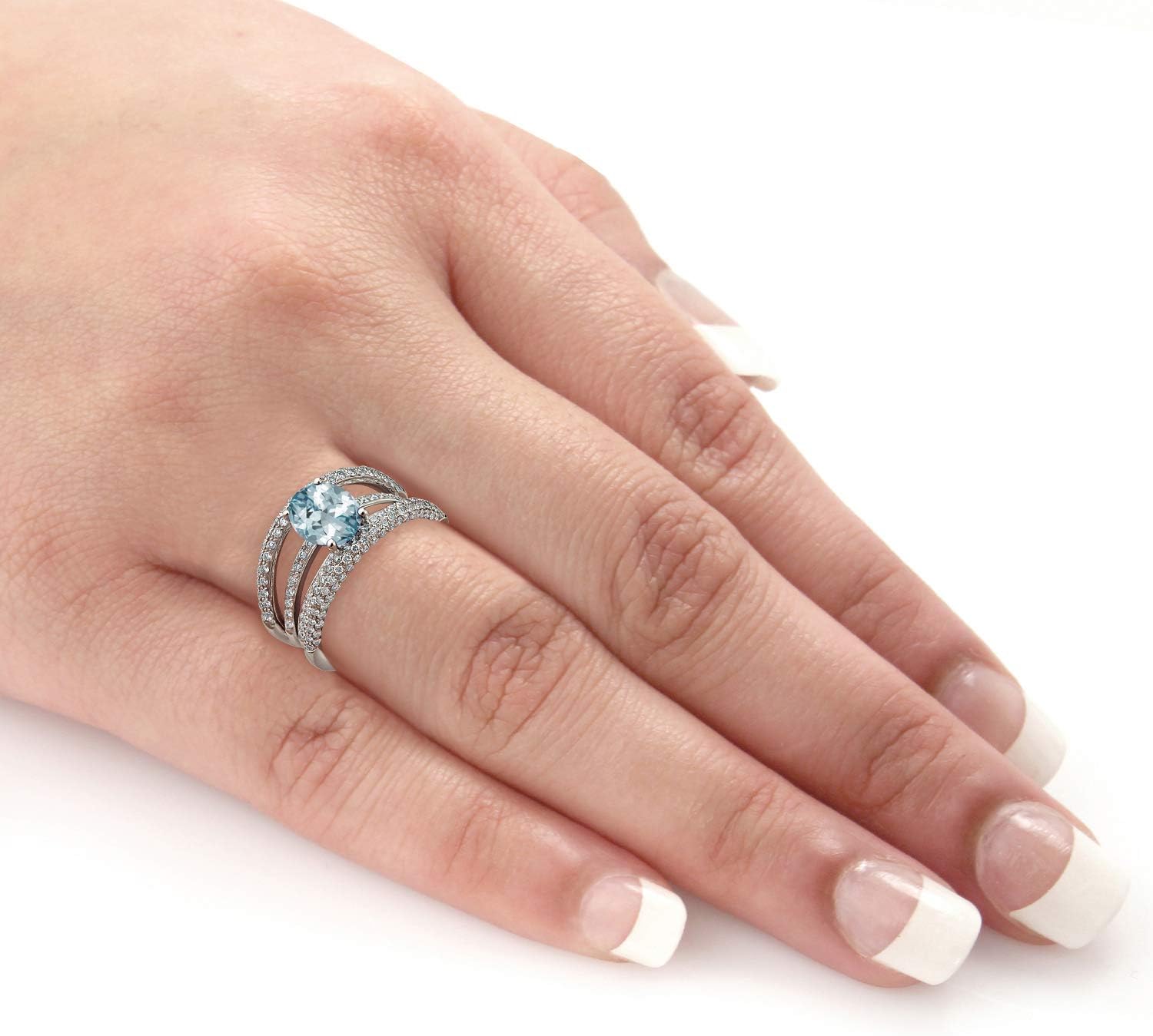 Diamond Wish 18k White Gold 1 1/2ct Aquamarine and 9/10ct Diamond Engagement Ring Size 4-9