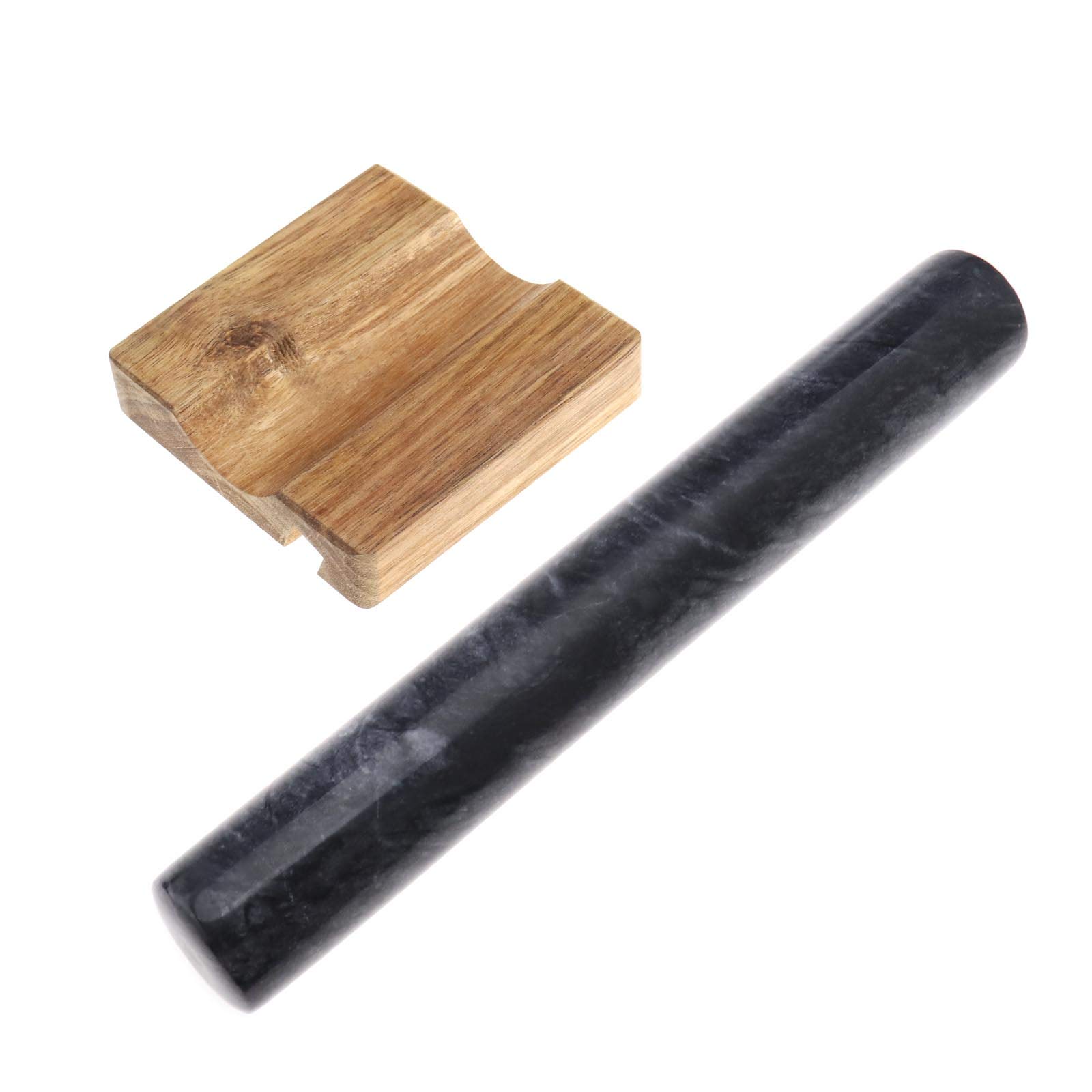 Rouleau à Pâtisserie en Marbre Poli avec Berceau en Bois pour Téléphone Portable