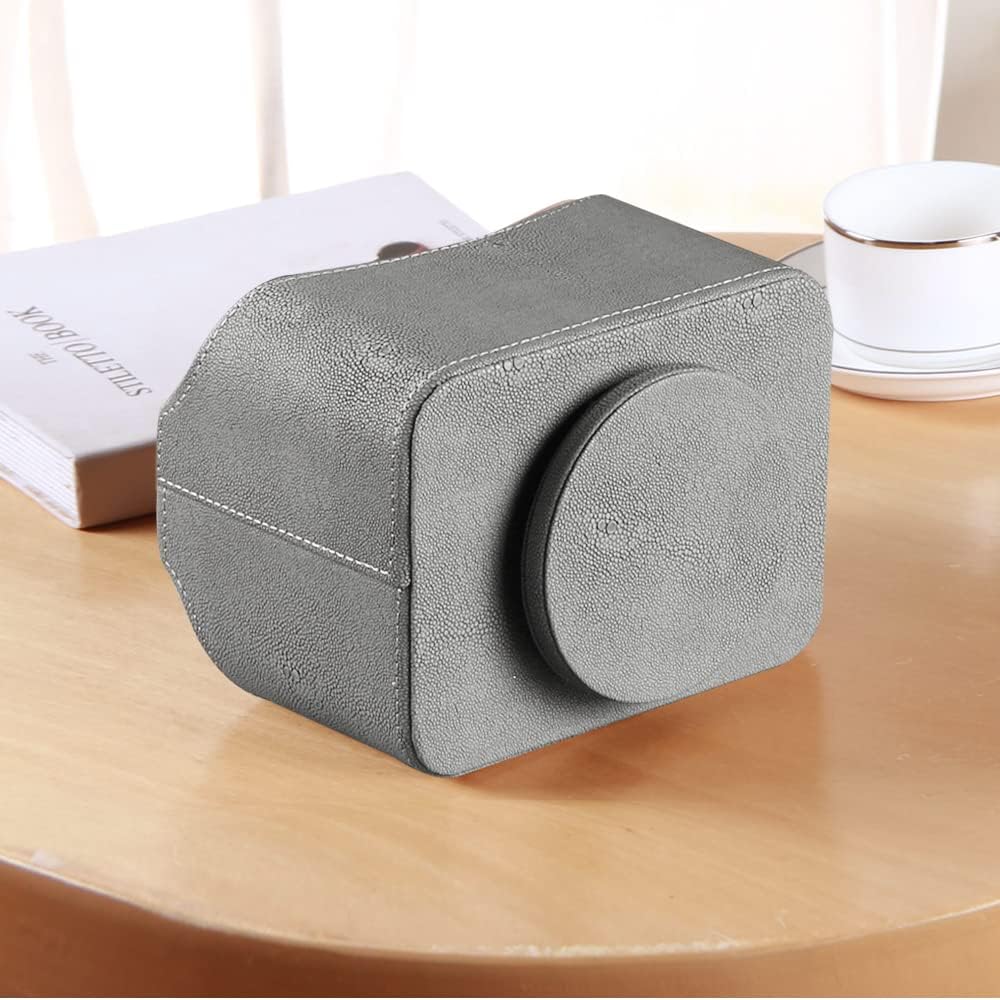 PUSU Remote Control Holder PU Leather 360 Degrees Rotatable Desktop Supply Organizer Storage Box for Controllers Media Stationery Nightstand TV Caddy E-reader iPad Phone Pen/Pencil Cosmetic