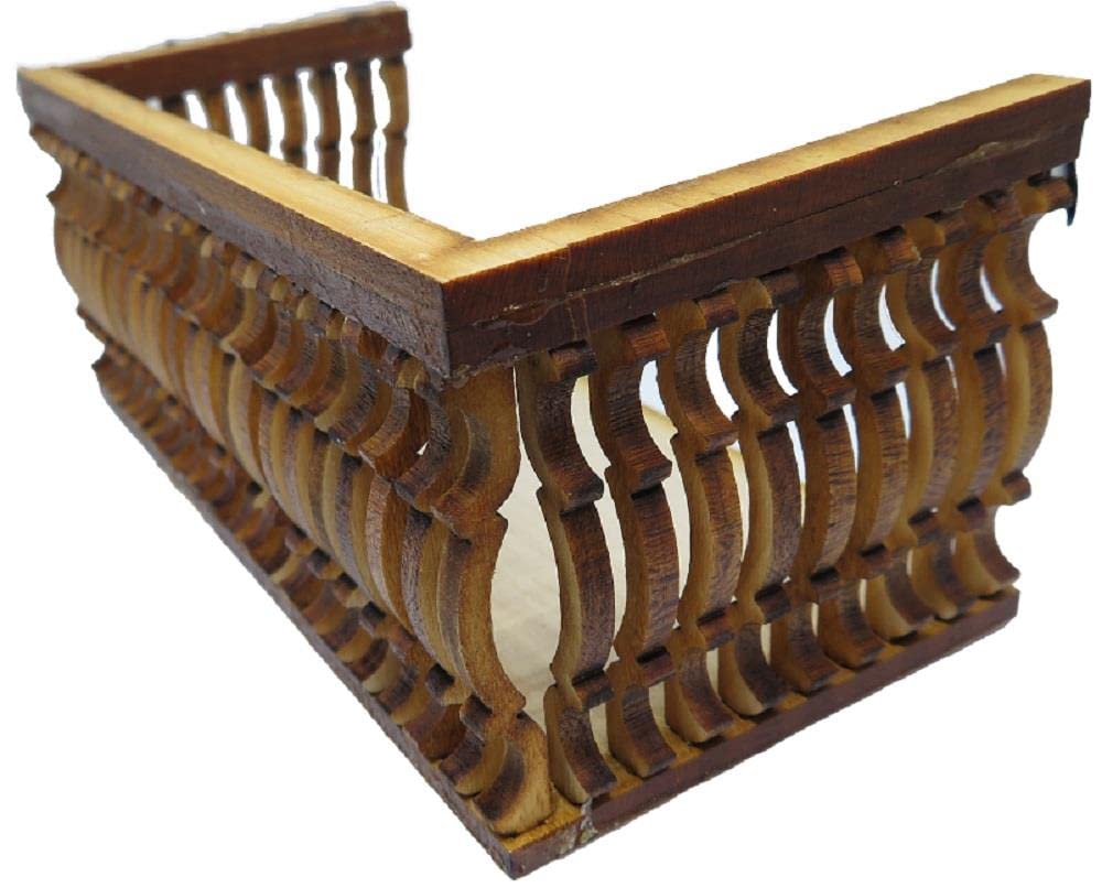 Melody Jane Puppenhaus Balkon Aus Holz – Quadratisch, B-Curve Design, Laser-Cut, 1:12 Maßstab