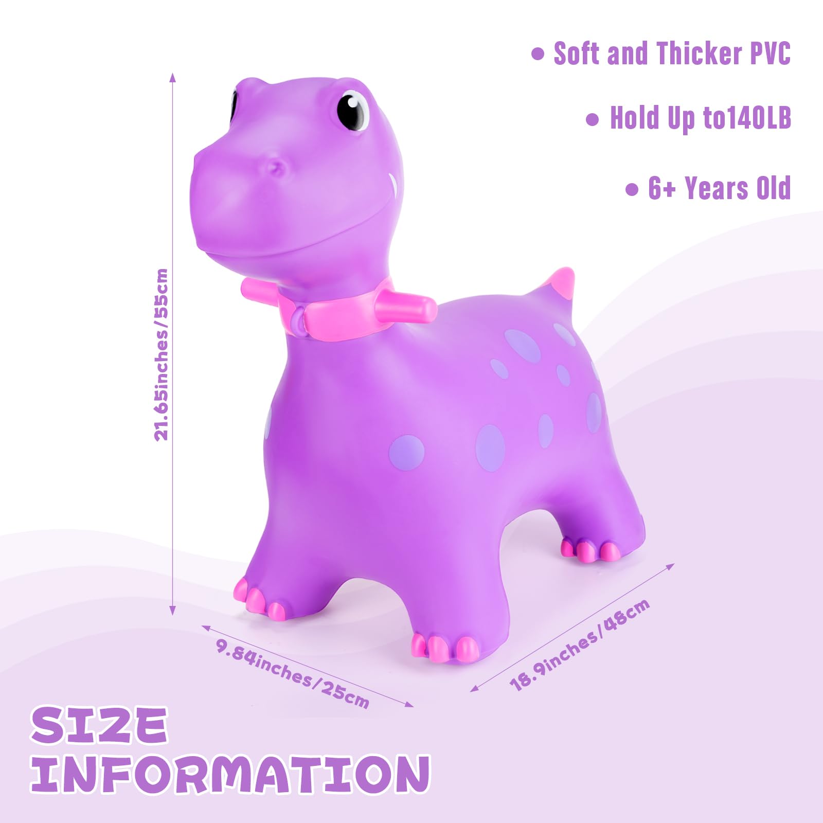 Leyndo 2 Pcs Dinosaur Bouncy Hopper Inflatable Ride on Bouncing Dinosaur Animal Jumping Toys with Pump Dinosaur Ride on Hopping Toys for 2 + Years Old Girls Boys, 2 Colors