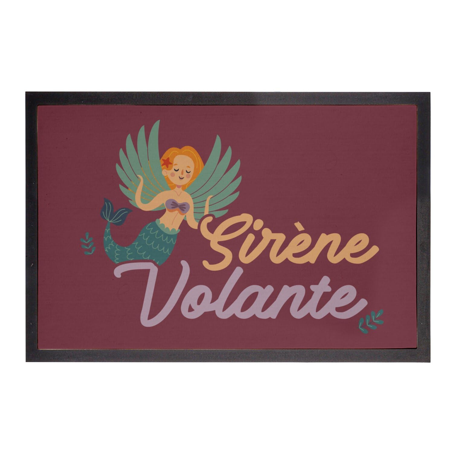 Paillasson rouge sirène volante stop saleté tapis entrée rigolo