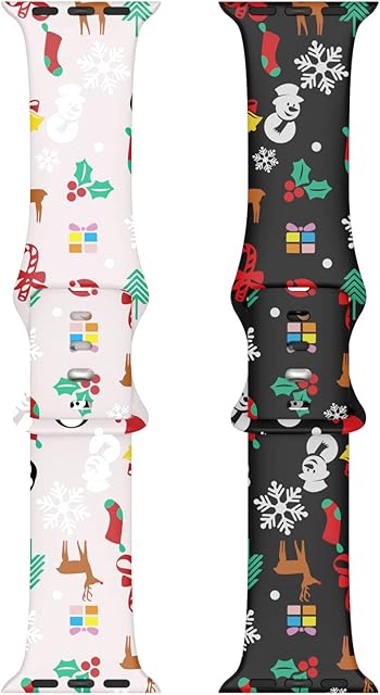 Adepoy Christmas Strap Compatible with Apple Watch Straps 38mm 40mm 41mm, Soft Silicone Sport Wristbands Replacement Band with Classic Clasp for iWatch Series 8 Ultra SE 7 6 5 4 3 2 1 (Christmas)