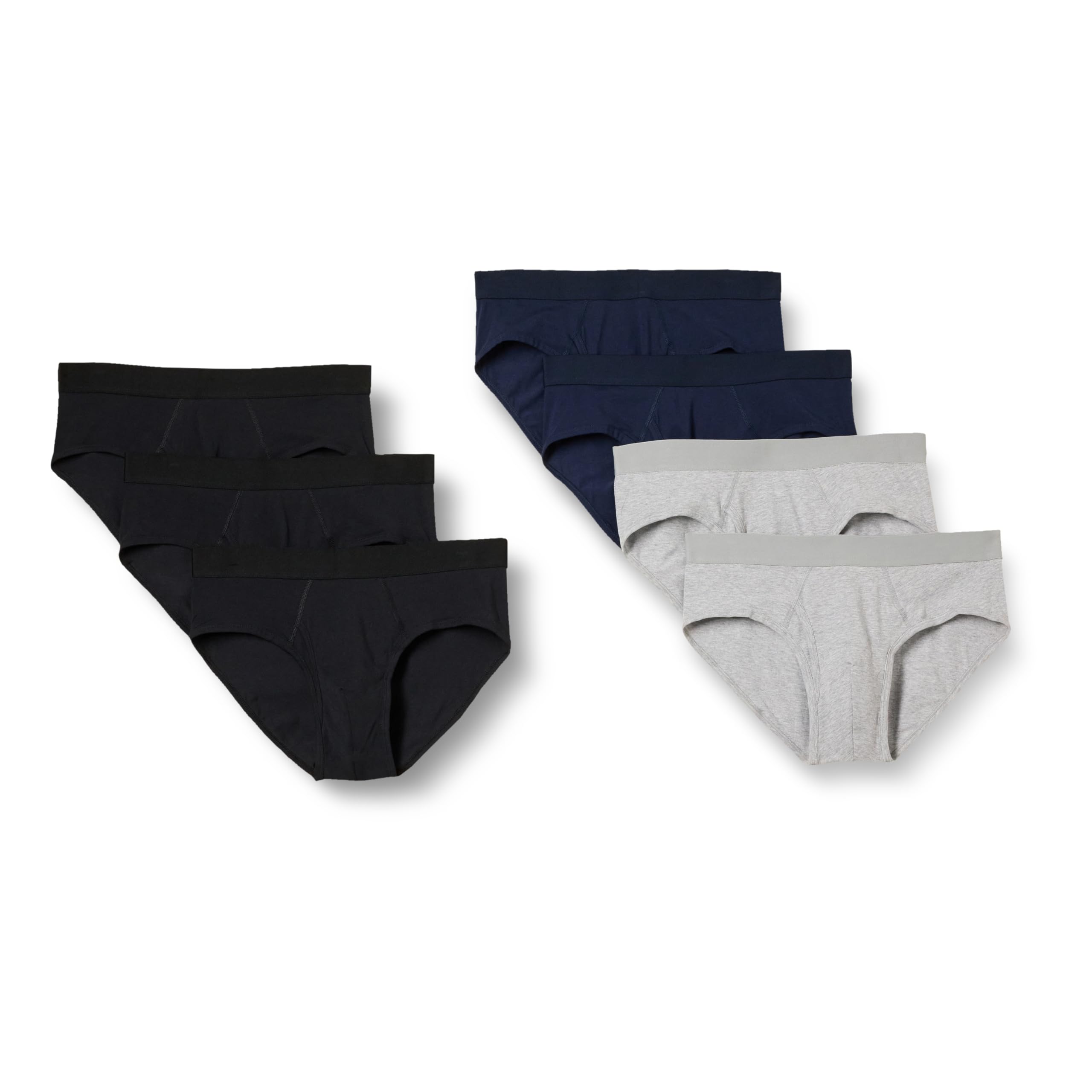 Amazon Essentials Men's Cotton Jersey Brief, Pack of 7, Black/Navy/Grey Heather, X-Large