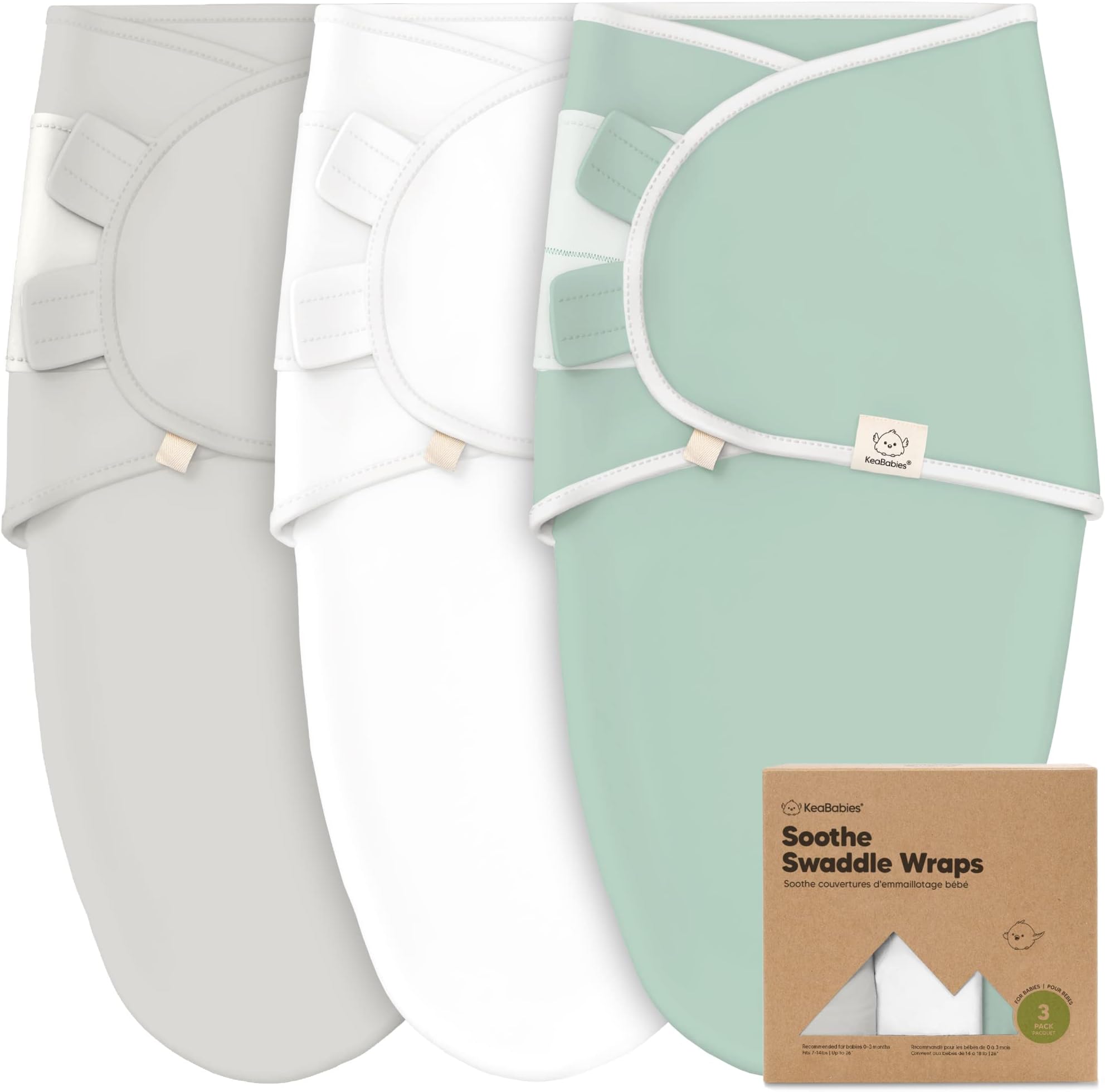 KeaBabies Organic Baby Sleep Bags - 3 Packs Baby Swaddles Newborn 0-3 Months - Ergonomic Baby Sleep Bag - Baby Swaddle Bag - Baby Sleeping Bag (Sage)