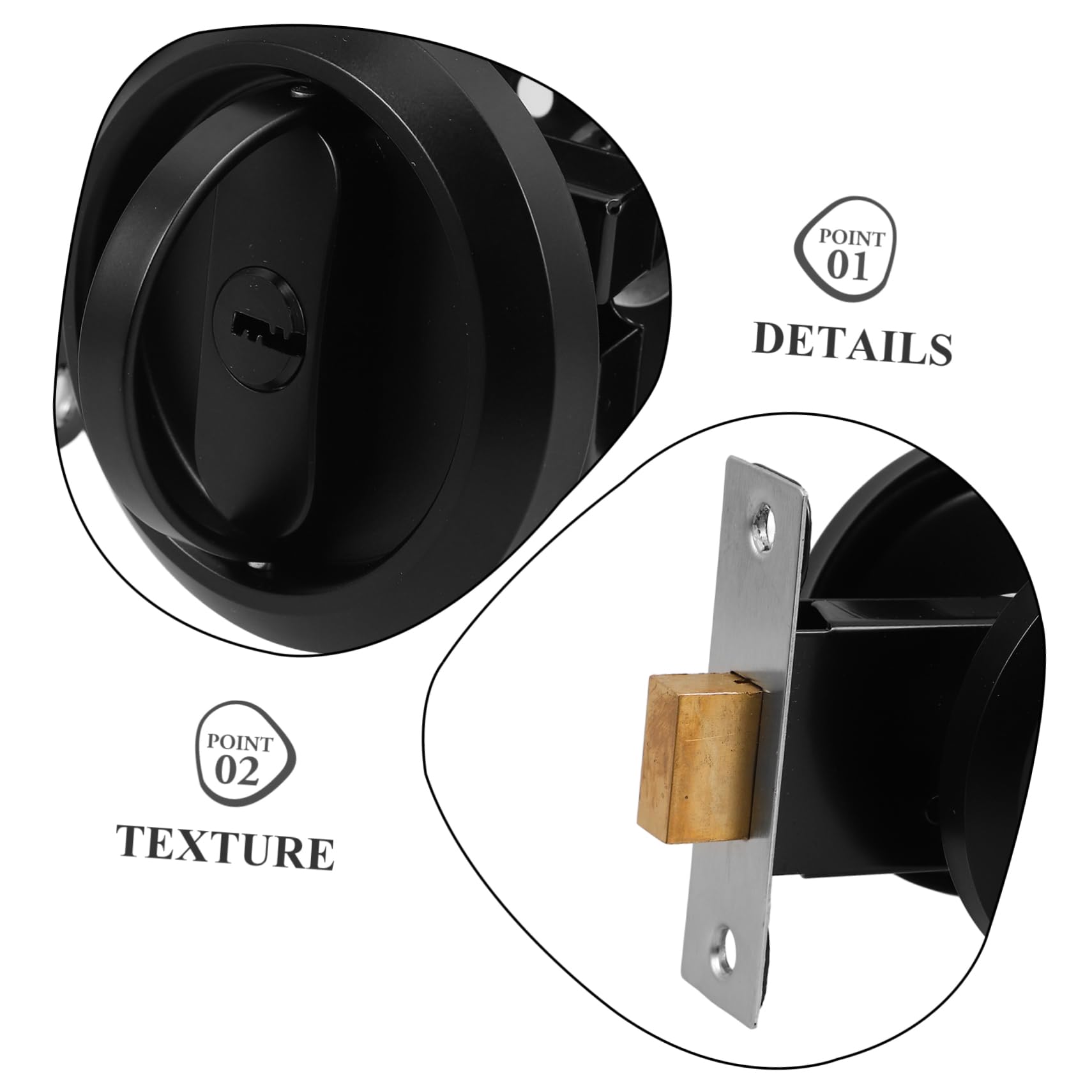 NUOBESTY Cerradura Diseño Invisible de Acero Inoxidable Redonda de Puerta de Bolsillo Instalación Rápida, para Dormitorio y Baño