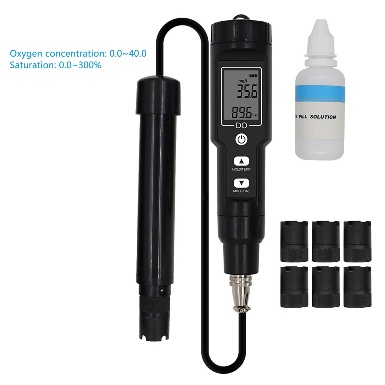 Medidor de oxígeno disuelto, sondeo desmontable Pantalla de pantalla digital Sensor de oxígeno disuelto, kit de prueba de oxígeno disuelto digital para la investigación del (Sin