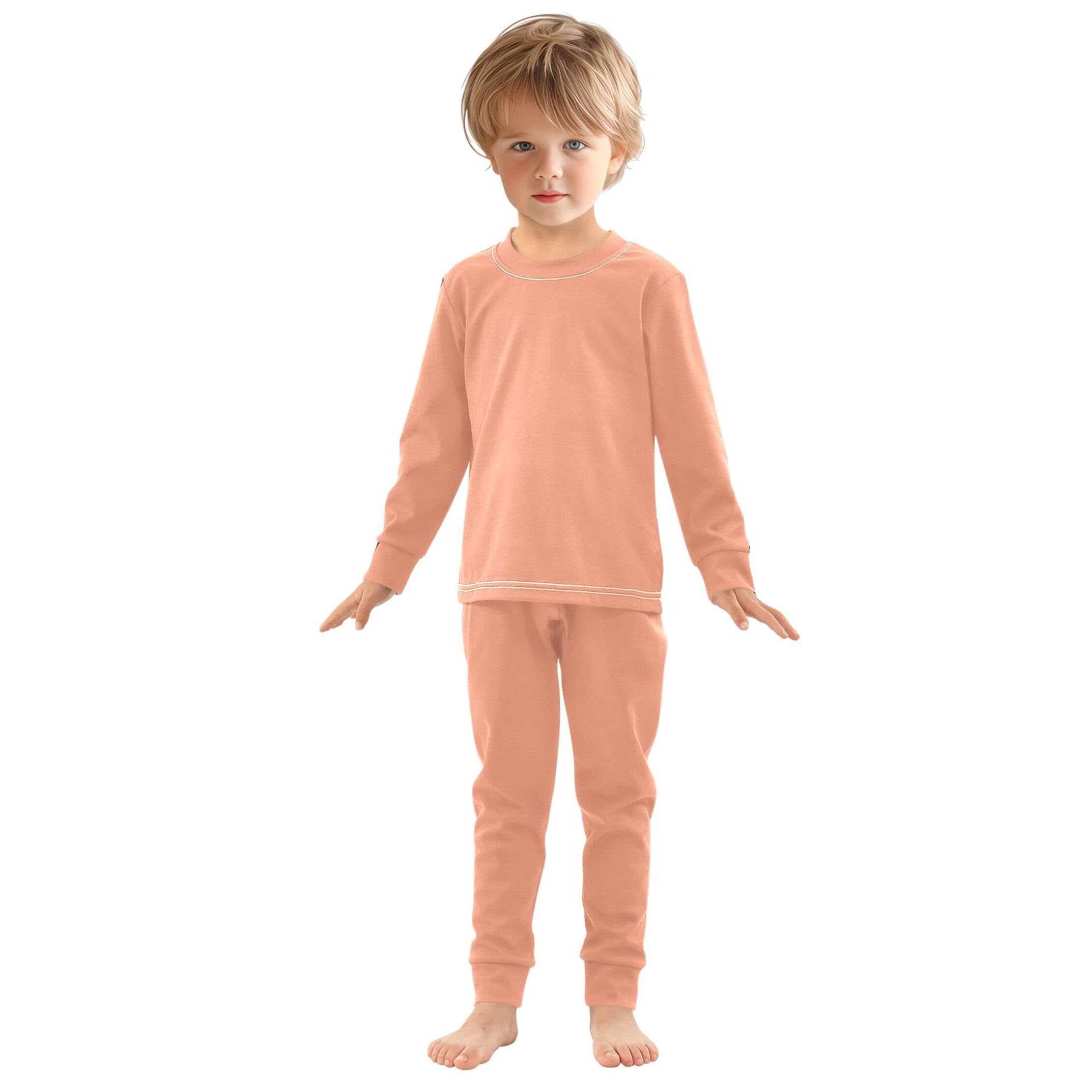 Light Salmon Long Sleeve Pajamas Set Sleepwear Jammies 2pcs Set Pjs Light Salmon
