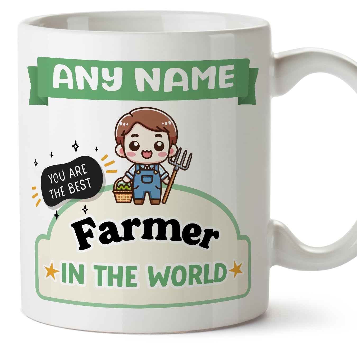 MUGFFINS Personalised Mug for Farmer Man - in English - Best in The World - Kawaii - Funny Custom Gift for Colleagues - Ceramic 11oz Mug — image 1