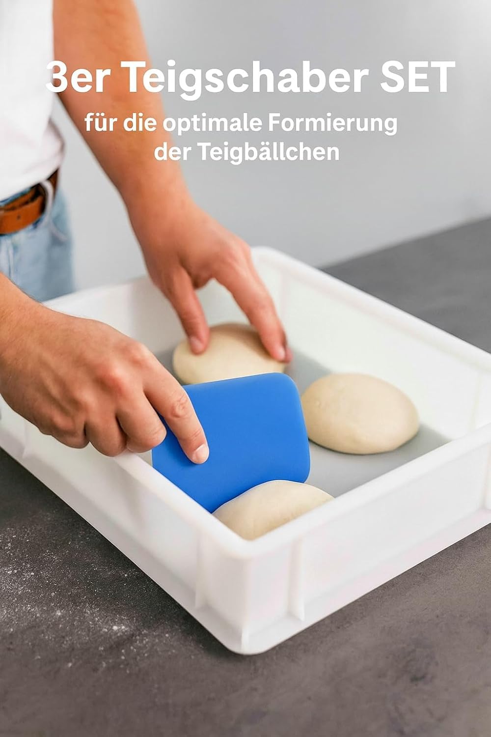 Pizzaballenbox Starter-Kit – 4x La Farina 14, Semola & Trockenhefe – Inkl. 3er Teigschaber & Pizza Box mit Deckel – Praktisches Gärbox Set für Hobbybäcker & Pizzafans