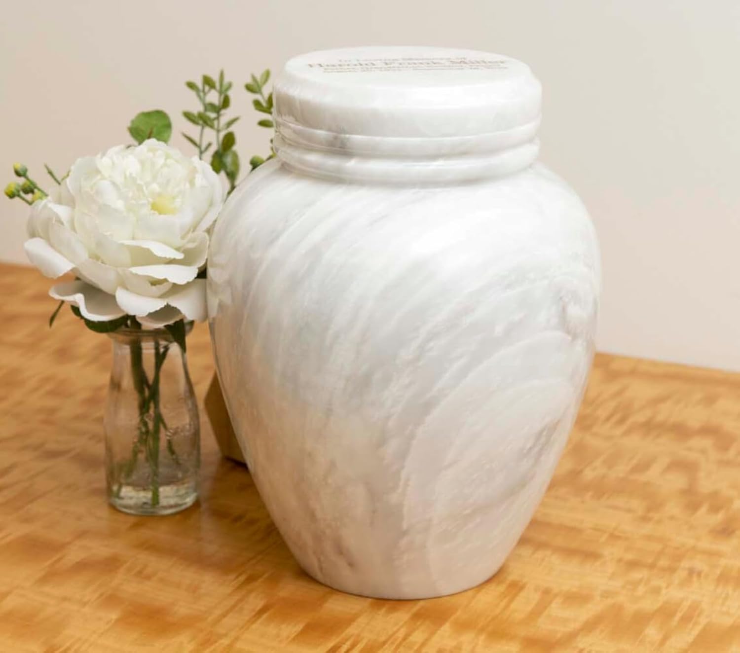 Bey-Berk Deering Moments Marble Custom Engraved Cremation Memorial Urn for Human Ashes Adult Size, Personalized Decorative Genuine Marble Urn - Large (White) - Image 7