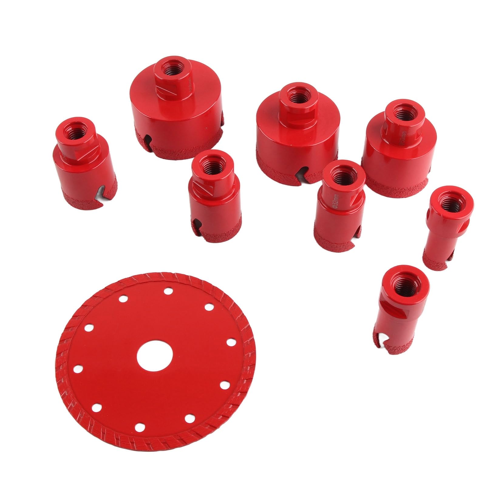 Juego de sierras perforadoras de diamante, 8 piezas de 20 mm a 68 mm con muela abrasiva de 125 mm, rosca M14 para amoladoras angulares para dar forma y biselar en