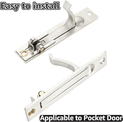 Miniatura 5 de MUXHEL 2 tiradores de borde de acero inoxidable 304 con 4 tornillos, 3.9 x 0.8 pulgadas, tiradores de puerta de bolsillo mate para tatami, armario y