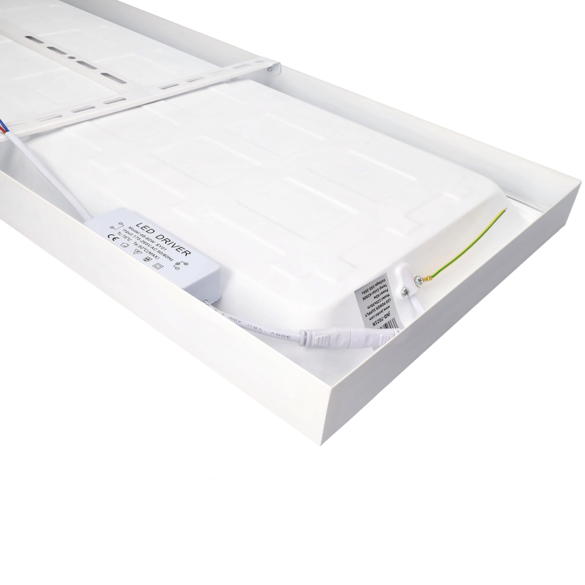 JANDEI - Pannello da Soffitto LED di Superficie Retroilluminata 120 x 30 cm, Potenza 60 W, 5000 Lumen, Cornice Bianca, Driver Incluso... (Bianco Neutro 4200K)