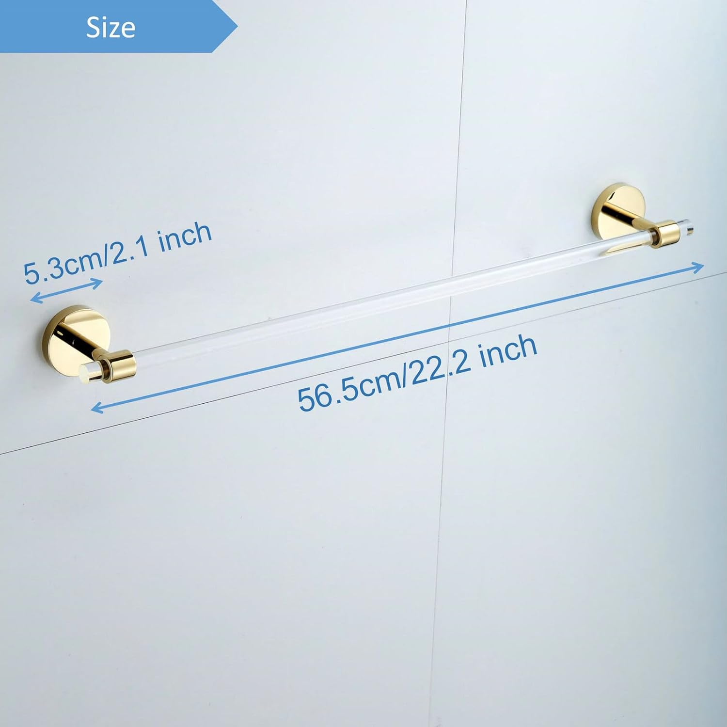 Acrylic Gold Towel Bar Towel Rack for Bathroom Wall Mounted Towel Holder Modern 22.2inch 56.5cm SHUNLI