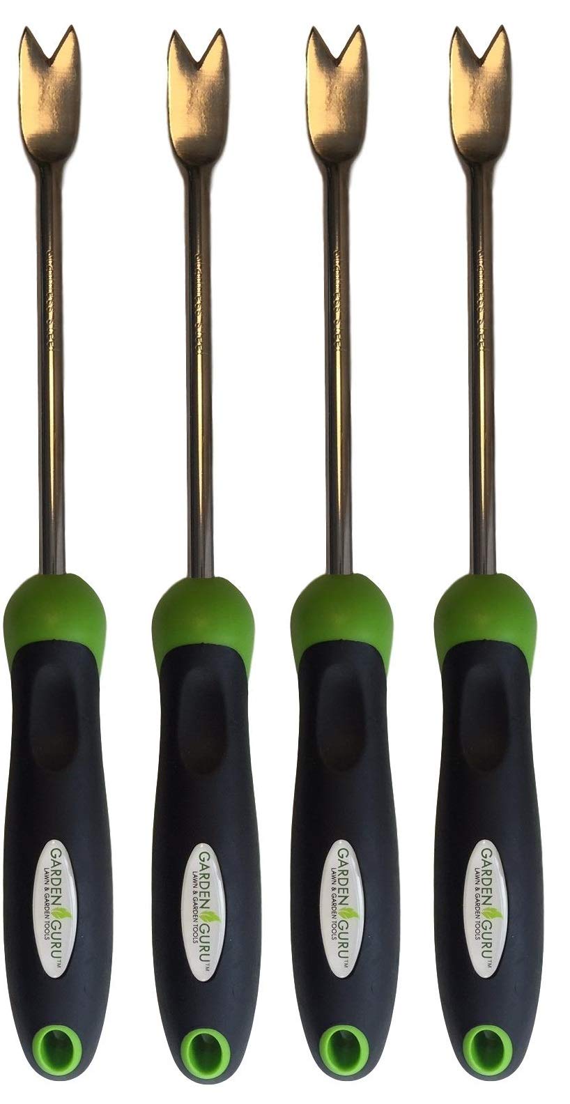 Garden Guru Dandelion Weeder Tool with Ergonomic Handle - Stainless Steel Weed Puller for Planting, Weeding, Flower and Vegetable Care in Lawn Garden Yard | Rust Resistant (4 Pack)