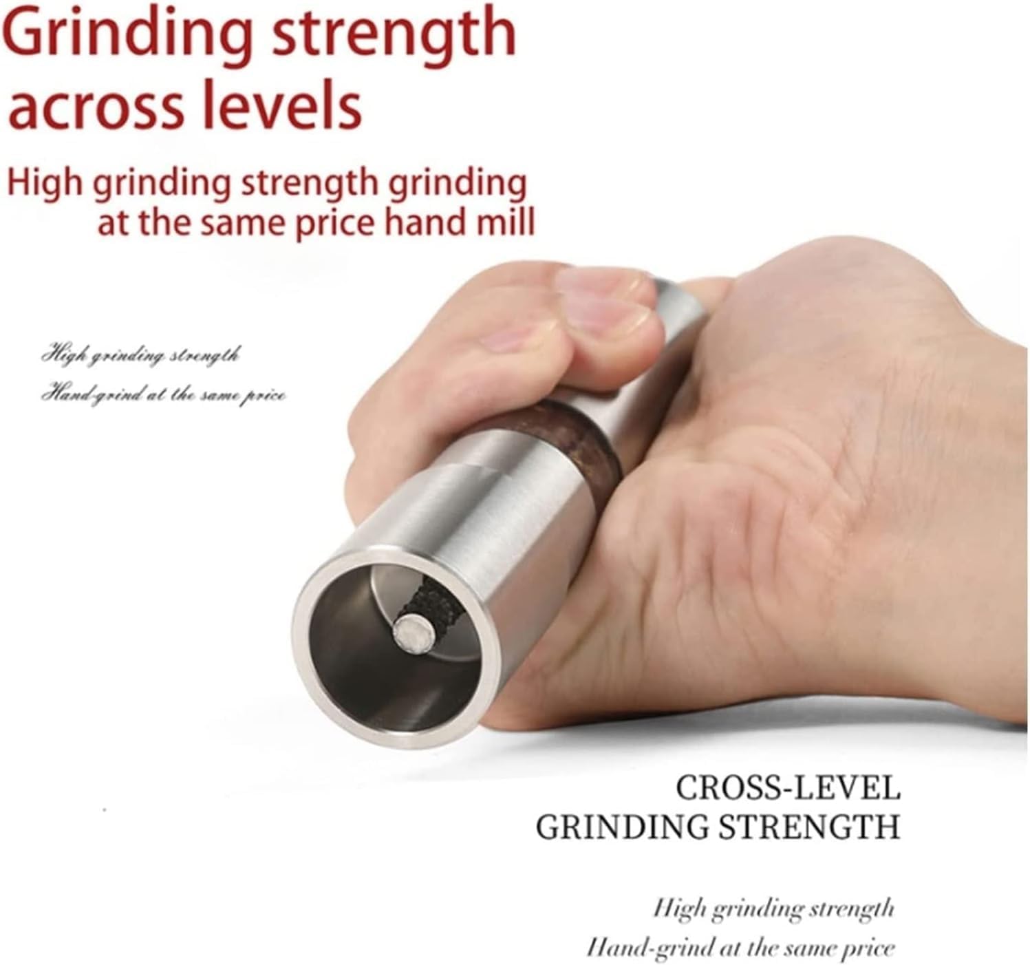 Manual Salt or Pepper Grinder for Professional Chef, Best Spice Mill with Stainless Steel Cap, Adjustable Coarseness