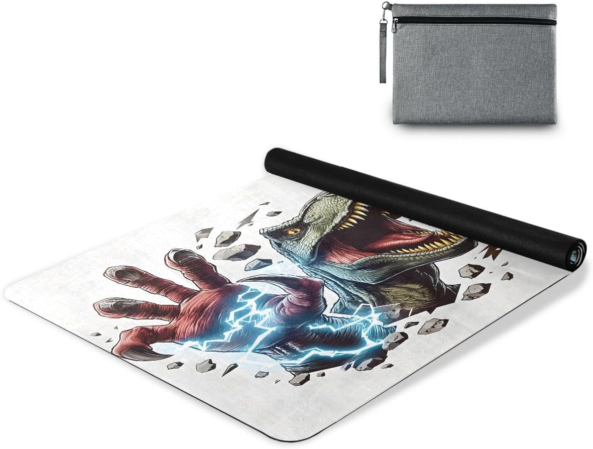 ALAZA Dinosaur Lightning Yoga Mat Non Slip Fitness Exercise Mat, Workout Mat for Yoga, Pilates and Floor Exercises