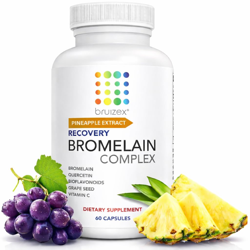 Bruizex Bromelain & Quercetin Recovery Complex - Post Surgery Recovery Bruising, Swelling Relief, Lymphatic Drainage - Post 360 lipo, BBL, Liposuction, Tummy Tuck - Non GMO - 60 Capsules