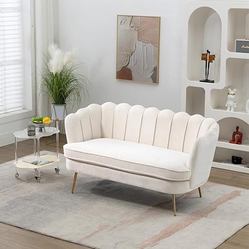 Miniatura 8 de Sofá de 59 pulgadas de ancho, moderno sofá biplaza con patas de metal dorado, sofá de dos plazas, sofá pequeño pequeño mini habitación para espacios