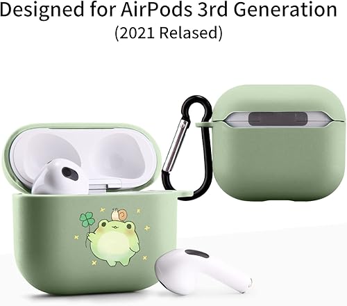 Miniatura 2 de Cute Forg - Funda compatible con AirPods 3 con llavero, diseño de animales de dibujos animados, funda de TPU suave para AirPods de tercera