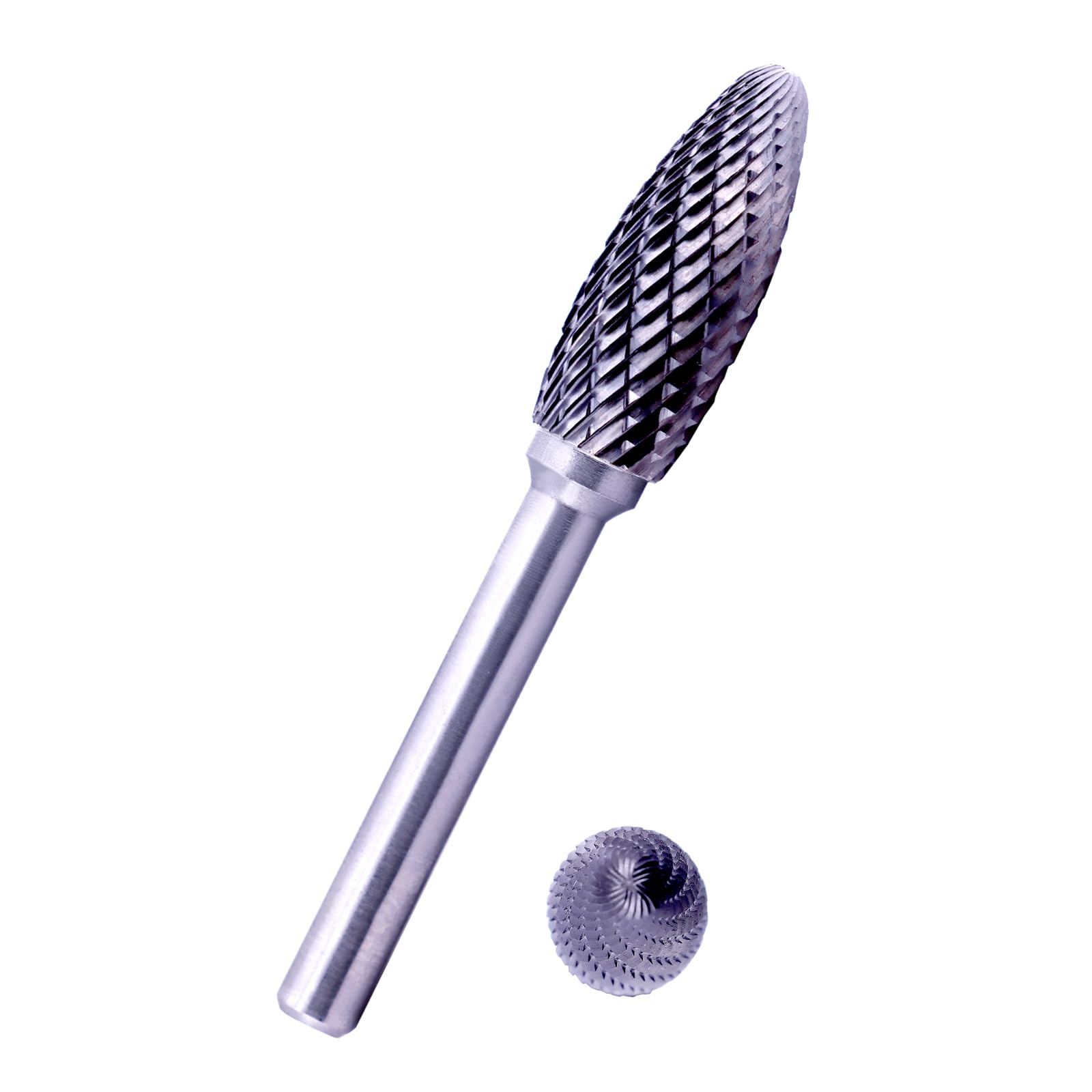 Tungsten Carbide Burr Bit 1/4" Shank Flame Sharp End Single Flute Carbide Rotary File Bits for Metal Working, Deburring, Grinding, Polishing, Carving and Engraving — Amazon image 8