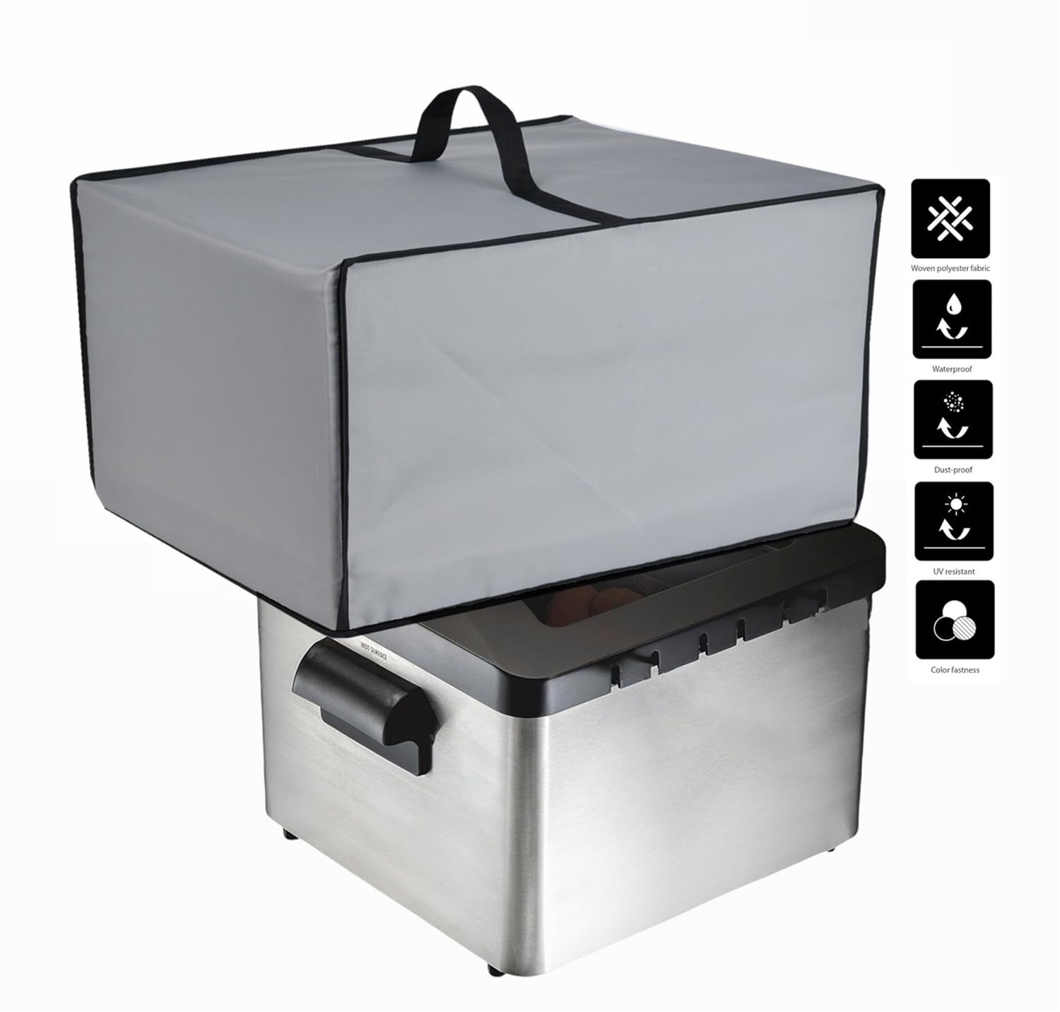 4.5L Deep Fryer Cover,Water Resistant,Compatible With Chefman 4.5 Liter Deep Fryer/Hamilton Beach 35034 4.5 Liter Electric Deep Fryer/Elite Gourmet EDF-401T 4.5 Qt Electric Deep Fryer (Silver Grey)