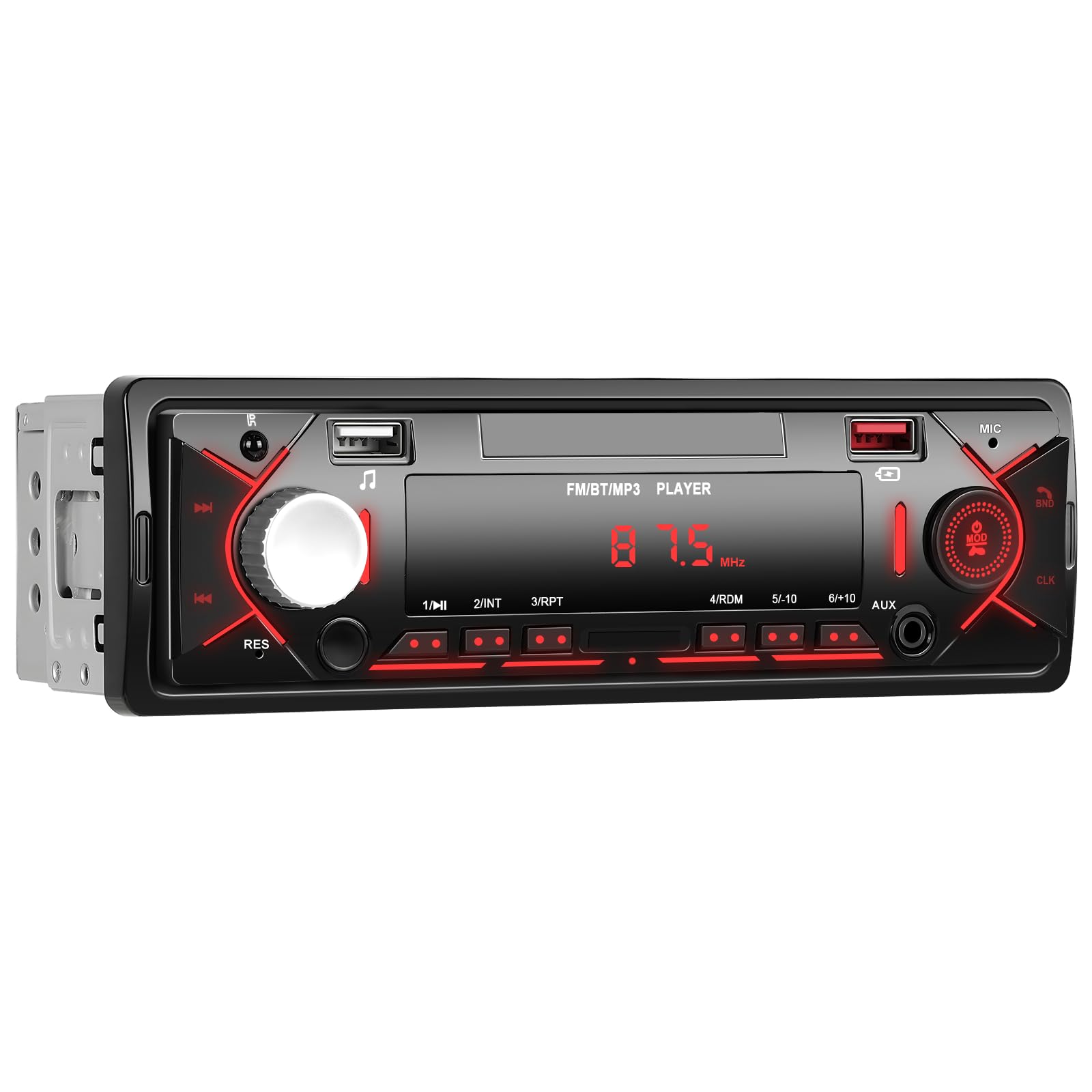 Autoradio 1 Din Bluetooth 5.0 Auto Radio mit Bluetooth Freisprecheinrichtung FM Radio/2 USB/TF/AUX IN RCA Autoradio 1 DIN MP3 Player Stereo-Receiver für Auto, Schnellladung