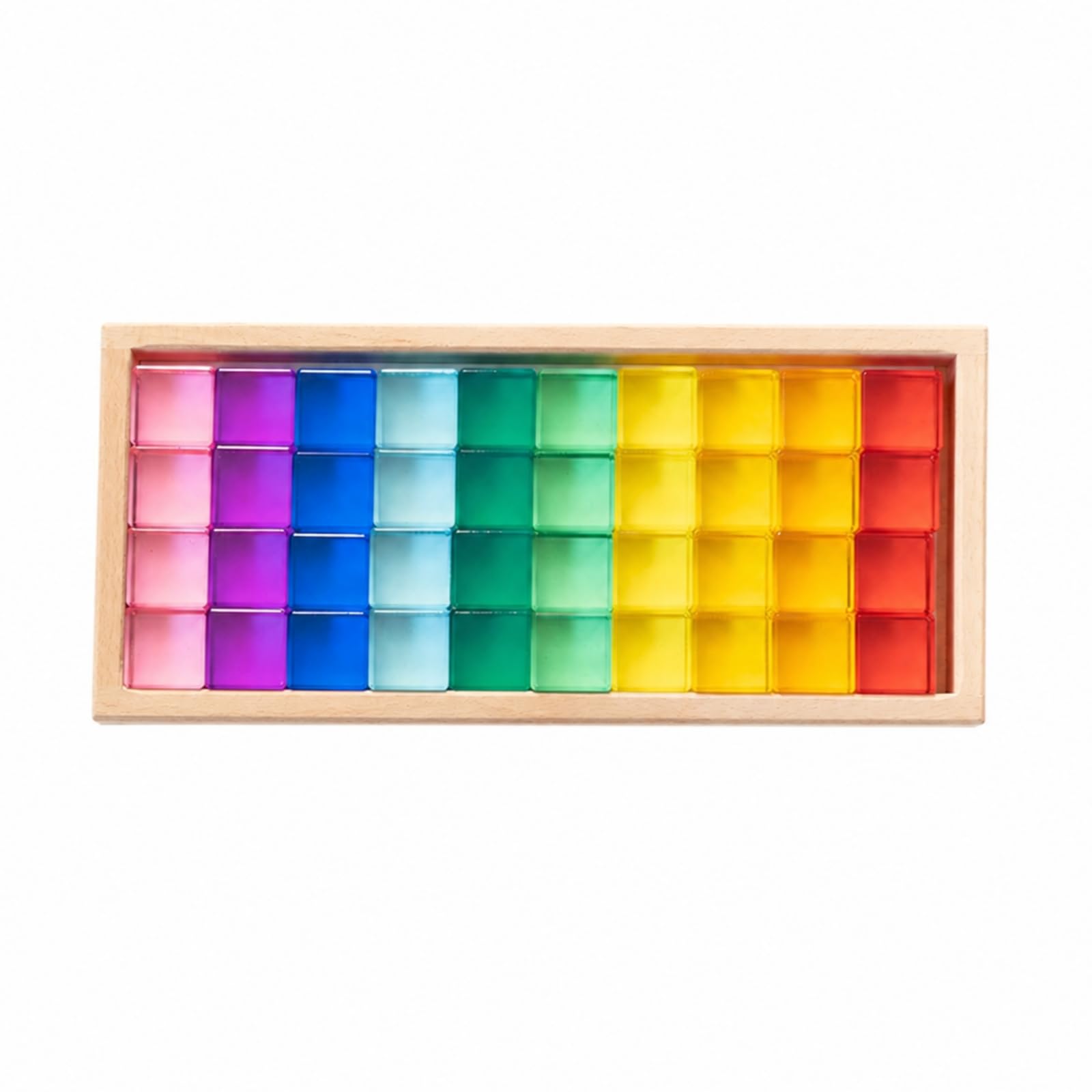 40 Pezzi Sensoriali in Acrilico Sensoriale Blocchi da Costruzione con Vassoio in Legno Traslucido Gioclo Educativo per Area Giochi