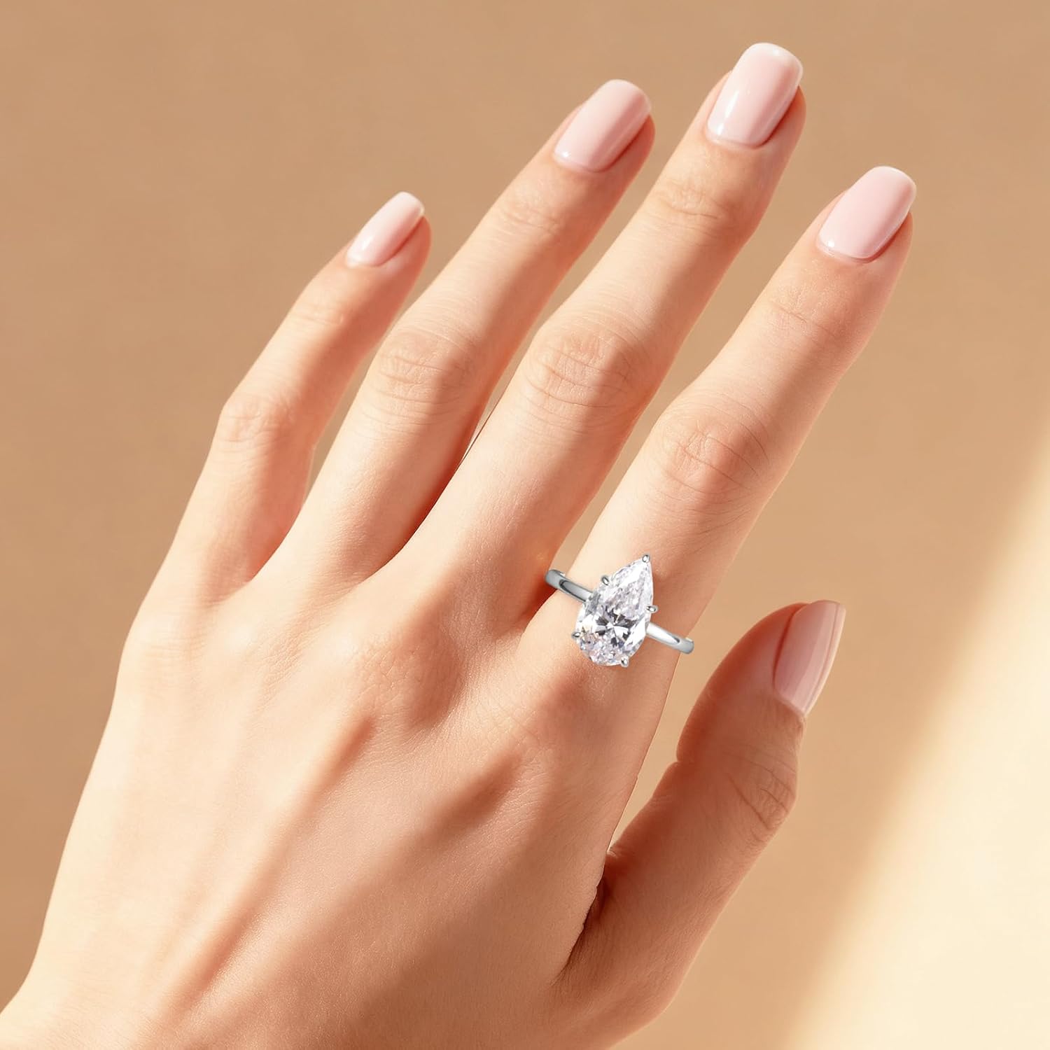 5.0CT Elongated Pear Shaped Engagement Women Ring,Wedding Promise Cubic Zirconia Band, 14K Gold/White Gold Plated Simulated Diamond Rings Size 5-9 - Image 3