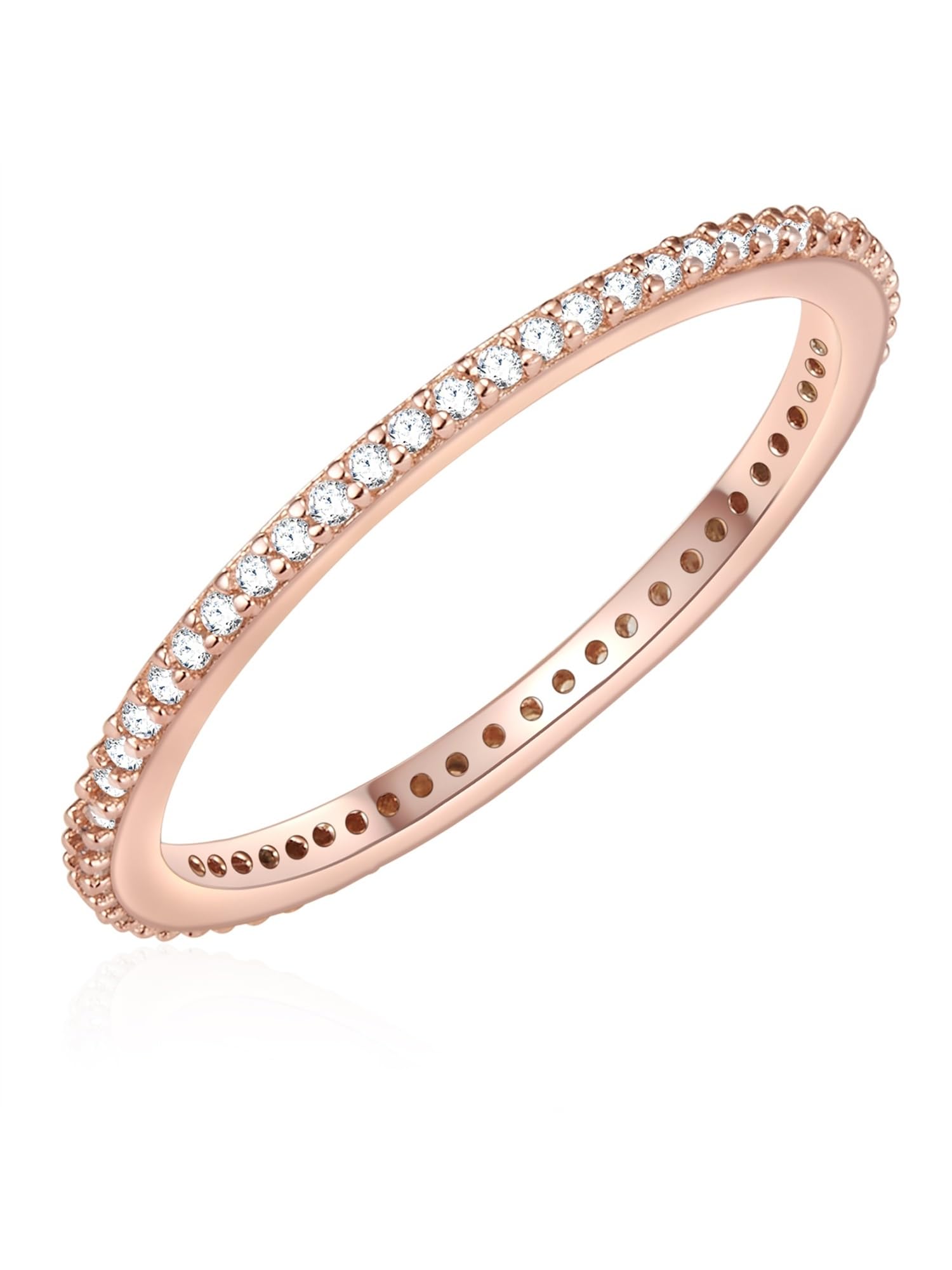 GLANZSTÜCKE MÜNCHEN Damen-Ring aus 925/- Sterling Silber rosévergoldet | Zirkonia,weiß,Memoirering,Stapelring,filigran,Vorsteckring,Beisteckring
