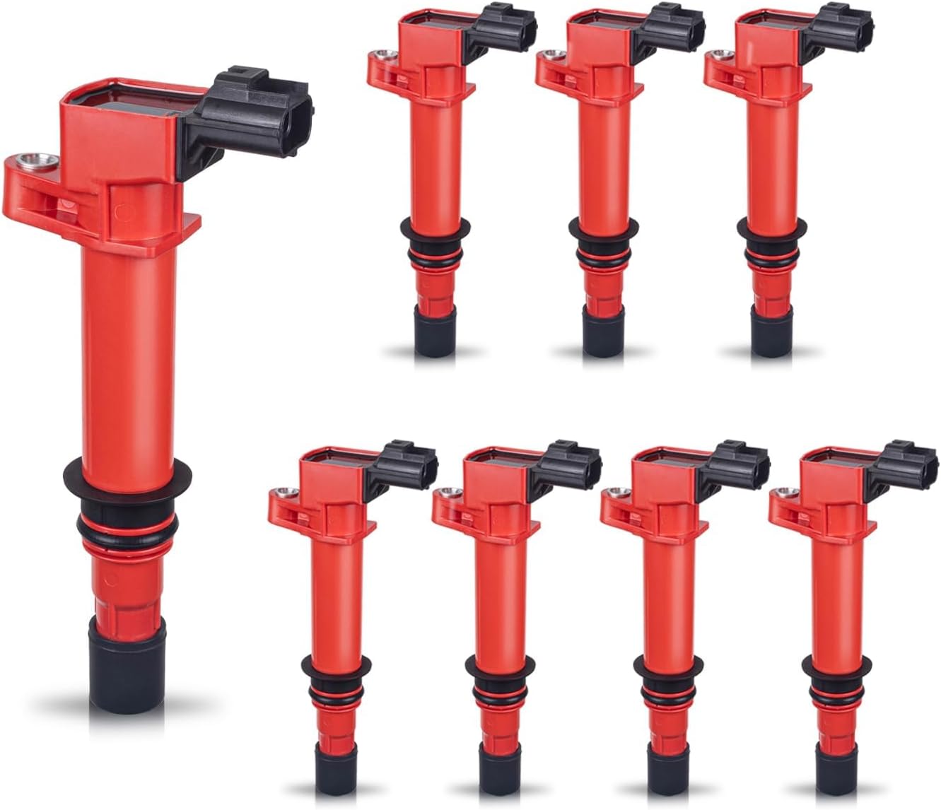 ENA Set of 8 Red Ignition Coil Pack for UF270 Compatible with Dodge Jeep Mitsubishi Ram 1500 Dakota Durango Nitro Cherokee Commander Liberty 3.7L 3.9L 4.7L V6 V8 2002 2003 2004 2005 2006 2007 2008