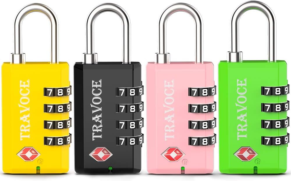 TSA Approved Luggage Locks-4 Digit Open Alert Indicator TSA Locks for Luggage-Travel Combination Locks for Suitcases& Baggage (4 Colors)